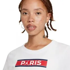 Camiseta Nike PSG X Jordan Fanswear Mujer -zapateria de futbol sudadera nike sudadera w j psg ss crew tee white blanco 2